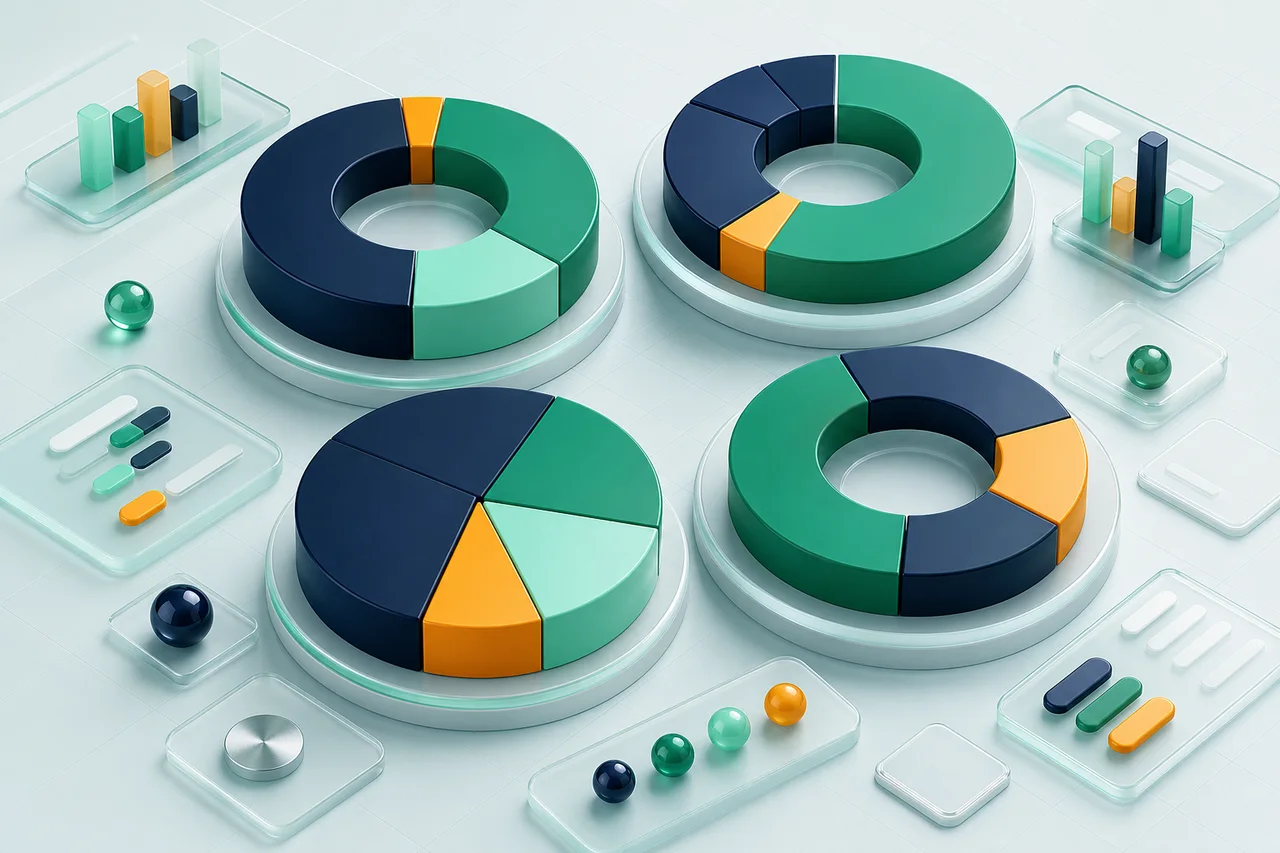 Объёмные круговые диаграммы аналитики CRM